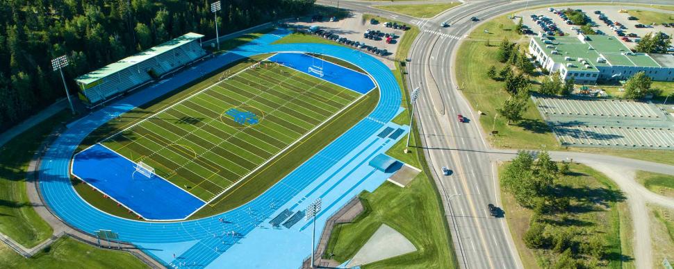 A aerial photograph of Masich Place Stadium.
