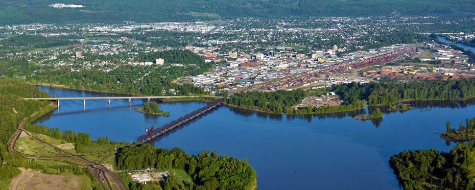 An aerial photograph of Prince George.