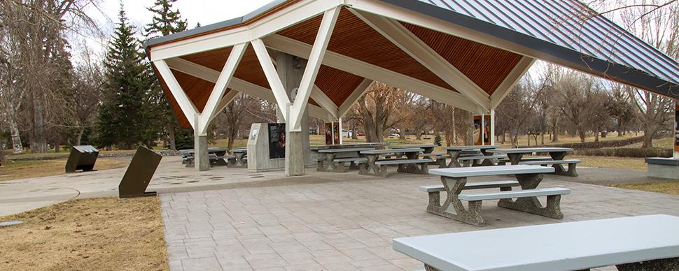 Lheidli T'enneh Memorial Park Pavillion in the spring 